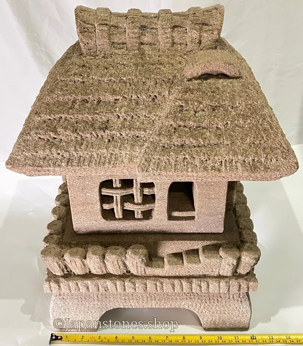 Brown Medium Sandstone Thatching Stone Lantern Tourou Handmade Japanese Garden — product photo 4 of 27