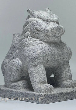 Komainu Left Guardian Lion Japanese Granite / Hanazawa Kome Stone