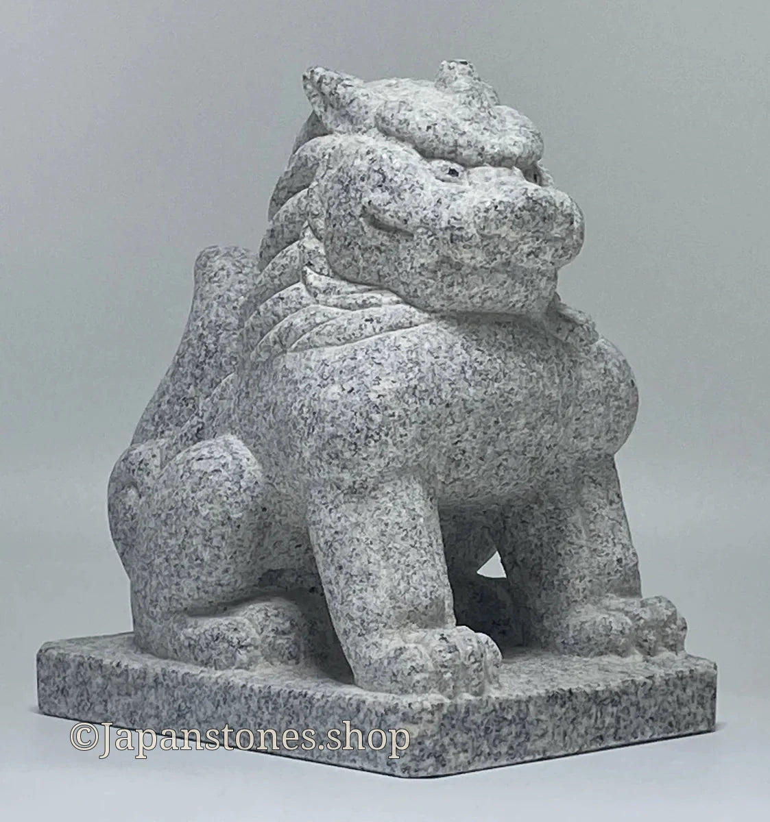 Komainu Left Guardian Lion Japanese Granite / Hanazawa Kome Stone — product photo 1 of 20