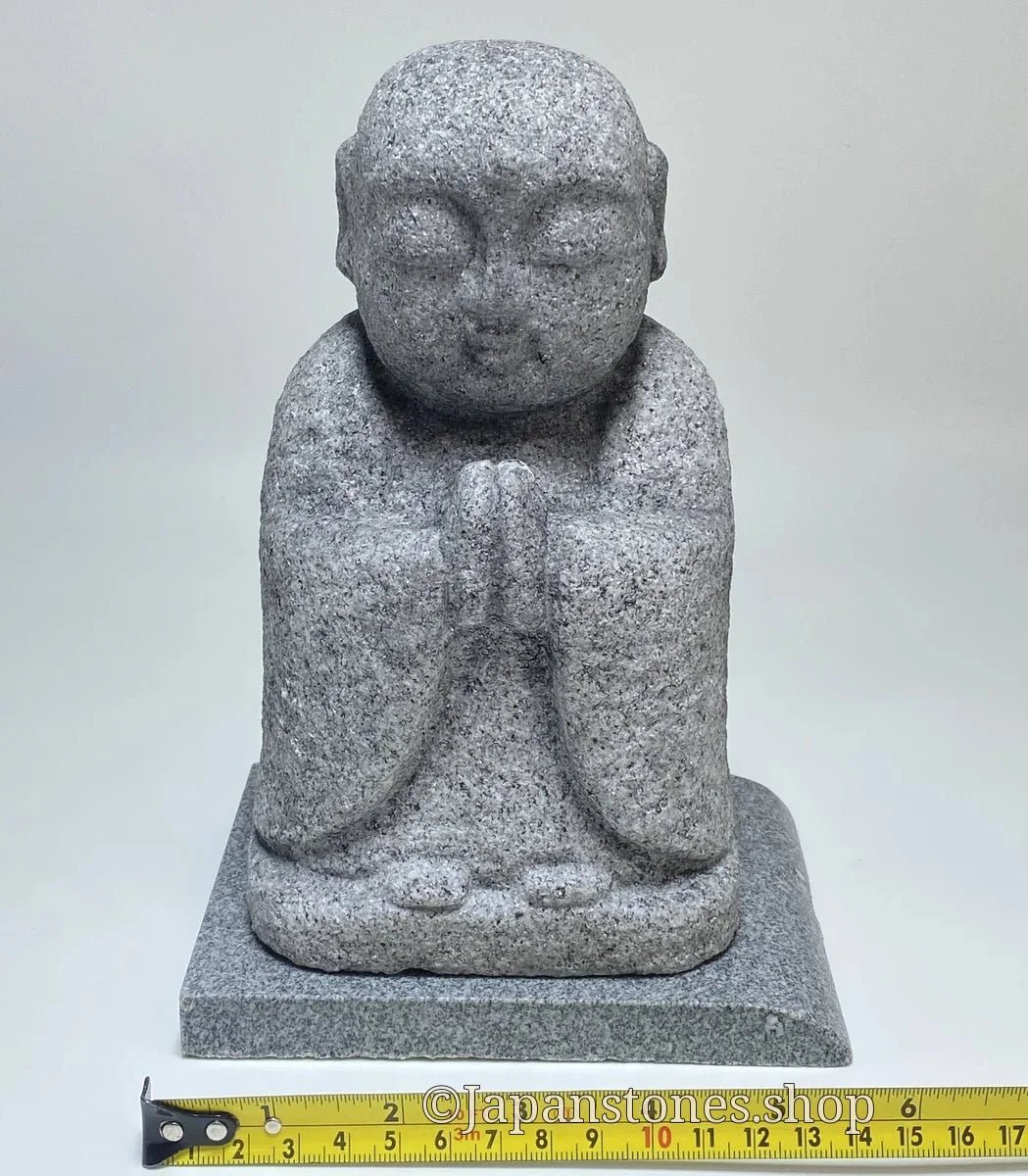 7.87 in Japanese Gassho Jizo Statue | Hanazawa Kome Granite Stone — product photo 5 of 24