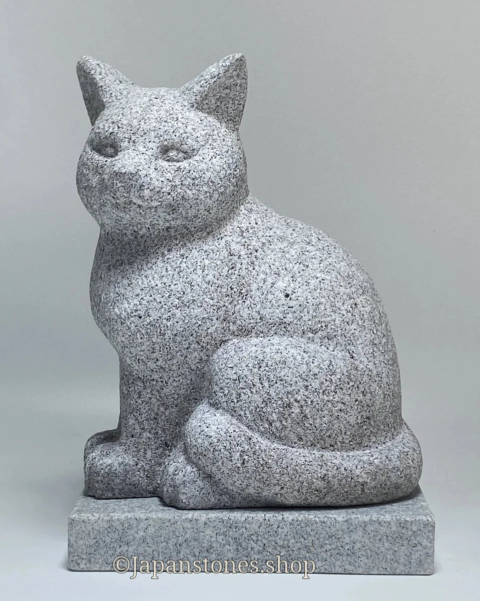 Hand-Carved Japanese Granite Sitting Cat Statue | Hanazawa Kome Stone — product photo 1 of 23