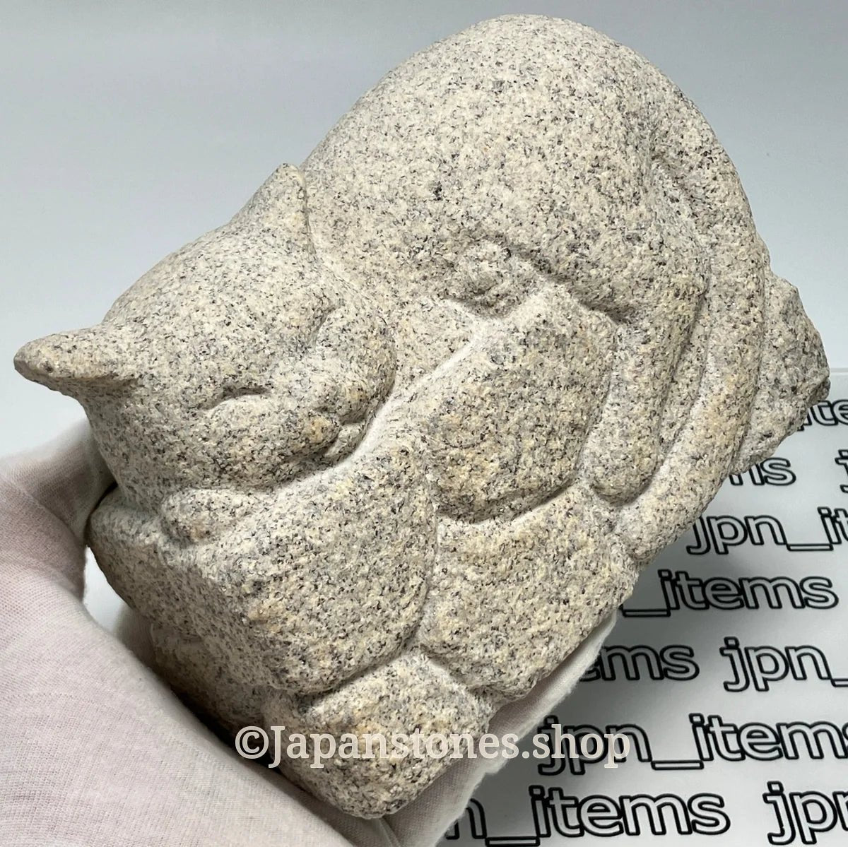 Sleeping Cat Kitten Statue Granite Stone Sculpture Handmade Japanese Garden — product photo 2 of 31