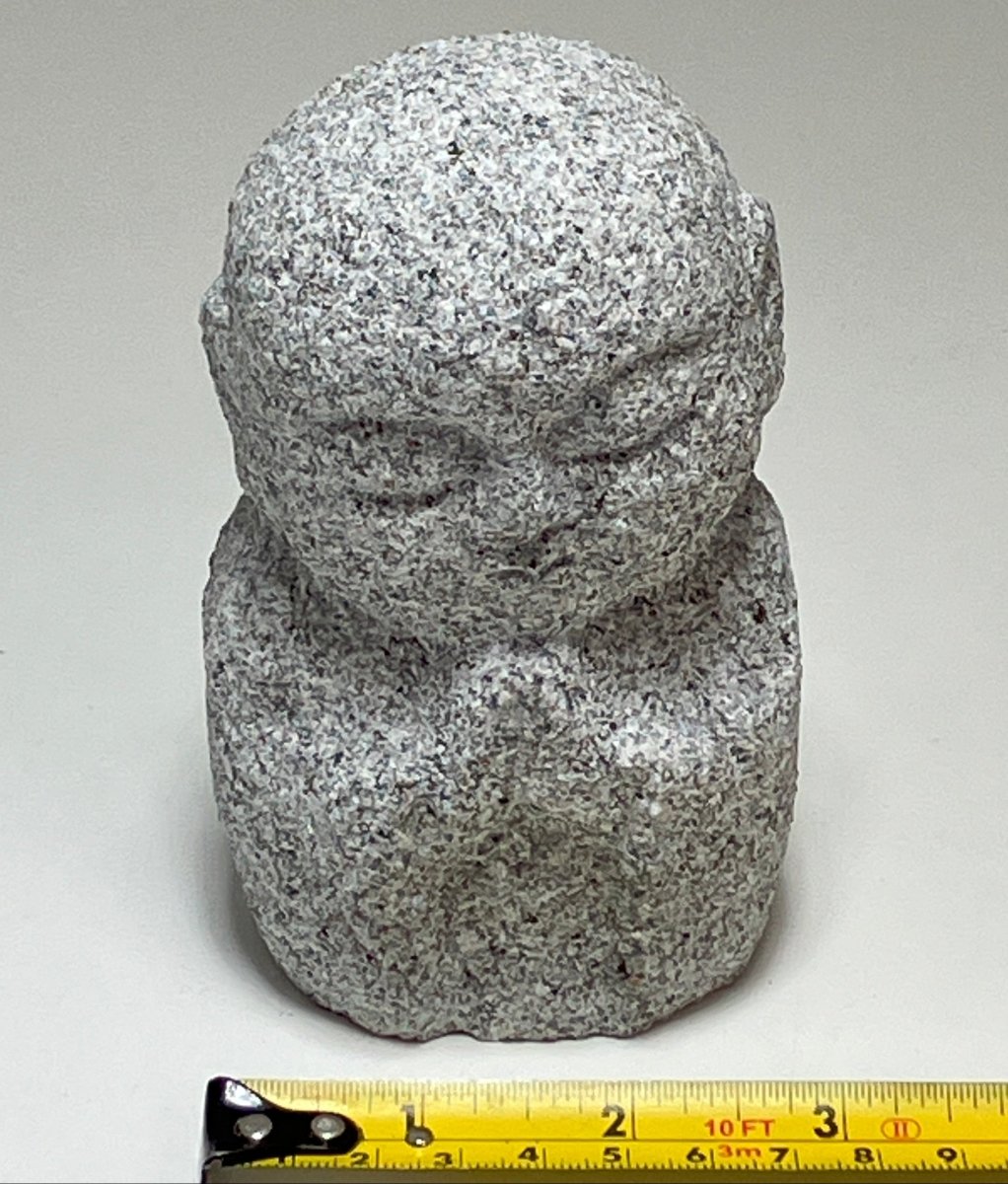 Gray Gassho Jizo Statue Aji Granite Stone Sculpture Handmade Japanese