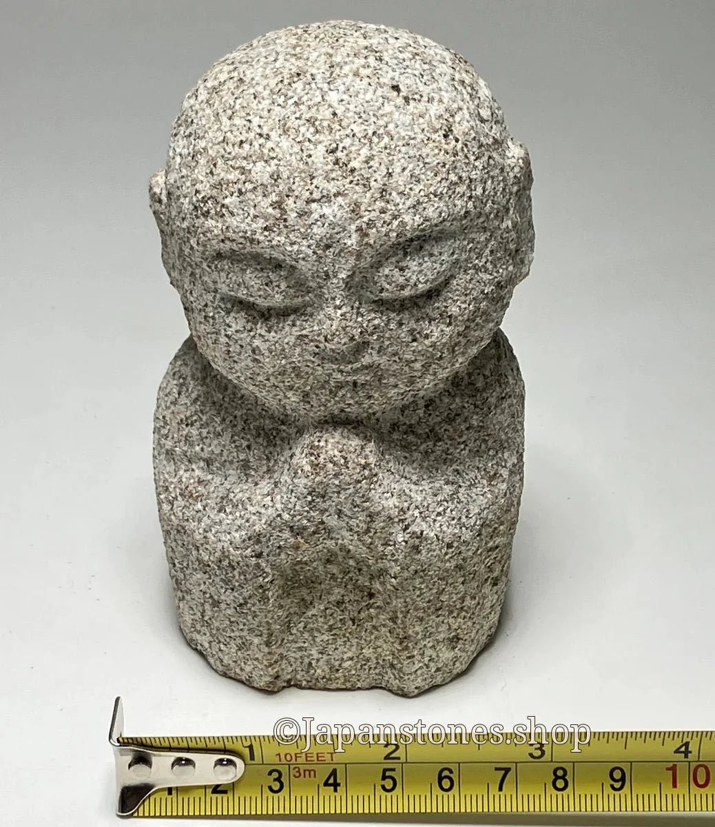 Gassho Jizo Statue Granite Aji Rust Stone Sculpture Handmade Japanese — product photo 4 of 19