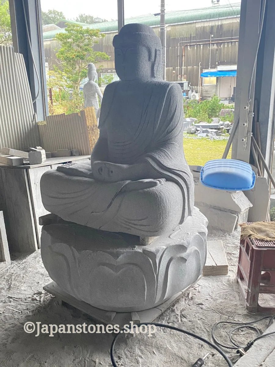 Hand-Carved Japanese Granite Daruma Statue | Hanazawa Kome Stone — product photo 22 of 24