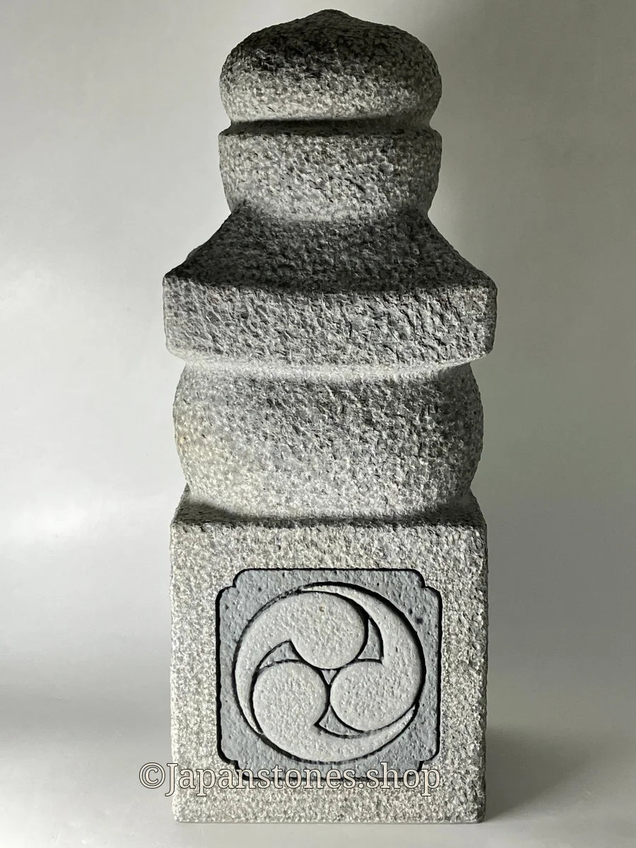 Gorinto Medium Andesite Gray Stone Three waves emblem Japanese Garden Statue — photo 1 of 19