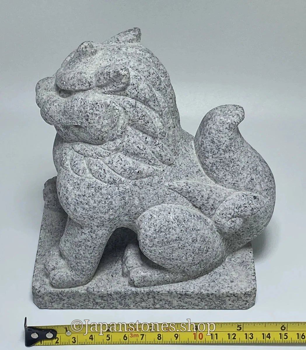 Komainu Left Guardian Lion Japanese Granite / Hanazawa Kome Stone — product photo 5 of 20