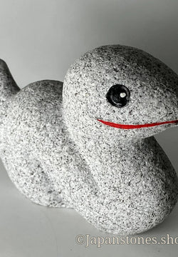 Small Gray Snake Granite Stone Sculpture Handmade Japan