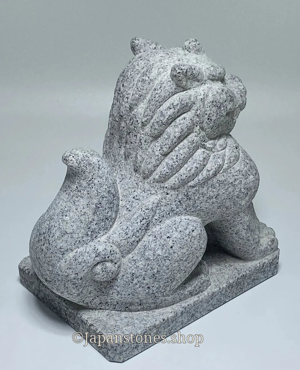 Komainu Left Guardian Lion Japanese Granite / Hanazawa Kome Stone — product photo 13 of 20