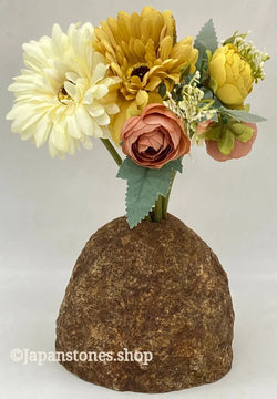 Brown Diorite Stone Vase Andesite Natural Sculpture Japan