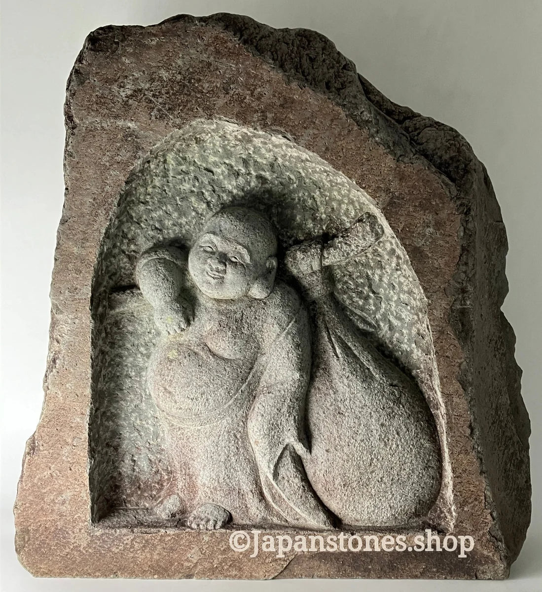 Budai Seven Lucky Gods Jizo Granite Stone Sculpture Handmade Japanese Garden — product photo 1 of 29