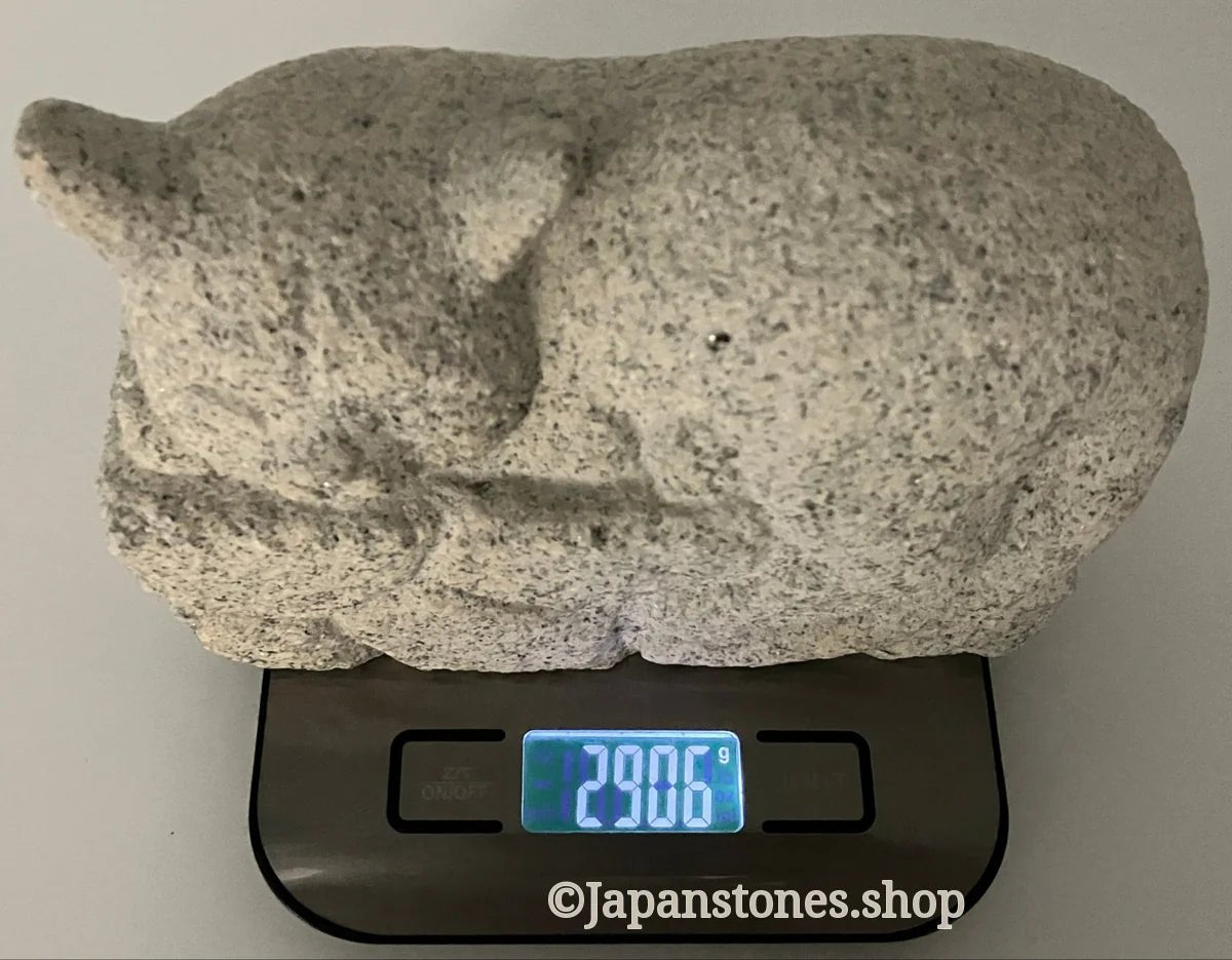 Sleeping Cat Kitten Statue Granite Stone Sculpture Handmade Japanese Garden — product photo 14 of 31