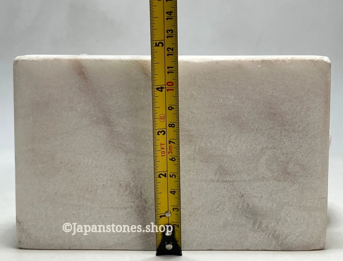 White fox Inari statue, Japanese kitsune guardian, Italian marble, front view — photo 12 of 25