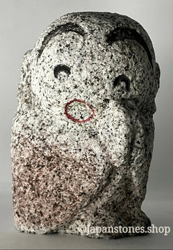 Comical Gray Gasshou Jizo Ojizo-Sama Granite Stone Sculpture Handmade Japan