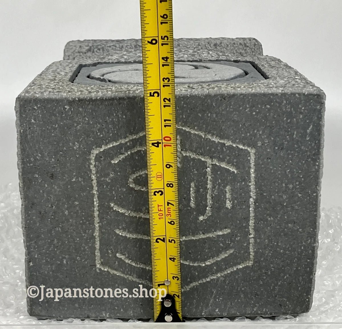 Gorinto Medium Andesite Gray Stone Three waves emblem Japanese Garden Statue — product photo 11 of 19