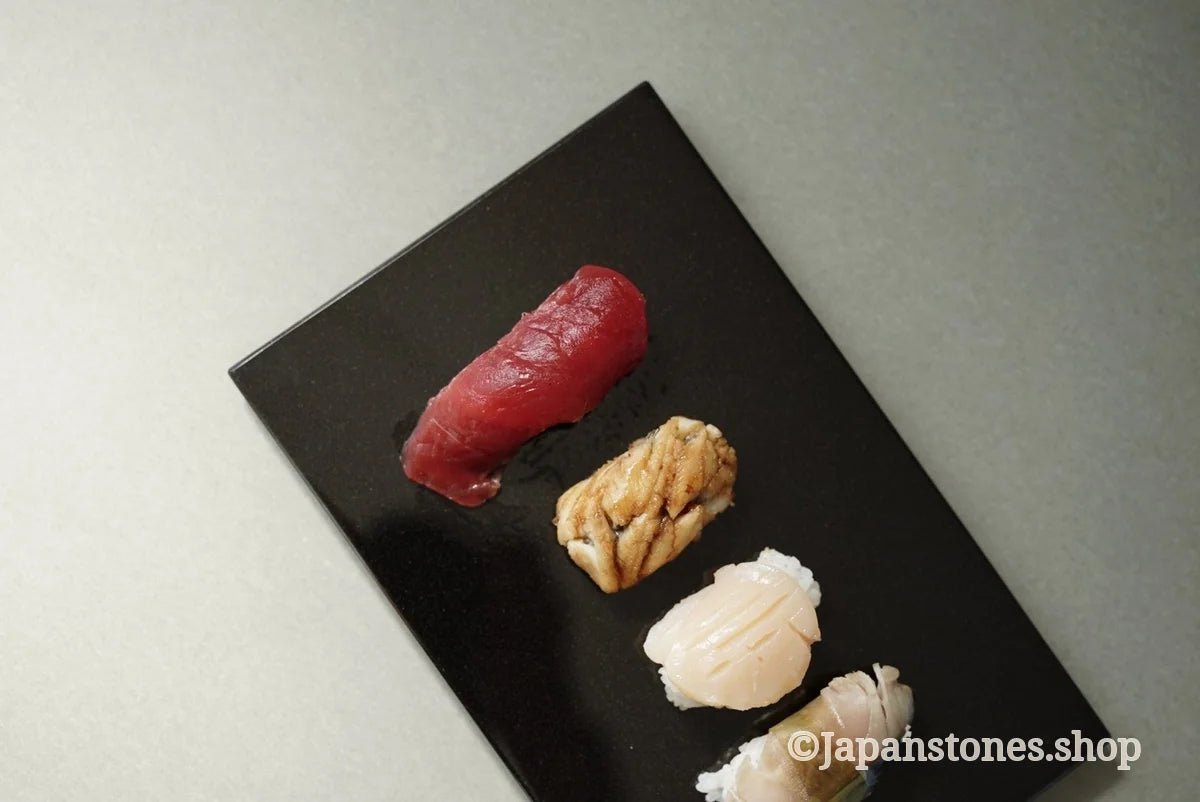 Sushi Kaiseki Sushigeta Food Plate India Granite Black Stone Japan — product photo 18 of 29