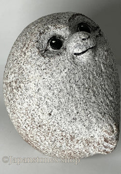 Small Gray Monkey Figurine Granite Stone Sculpture Handmade Japan
