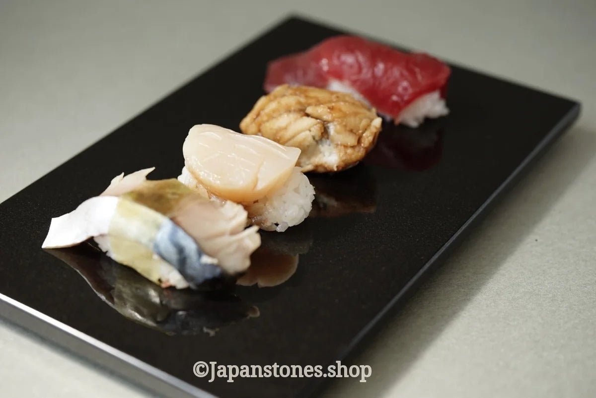 Sushi Kaiseki Sushigeta Food Plate India Granite Black Stone Japan — product photo 12 of 29