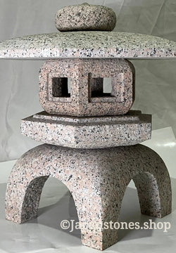 Zen Pink Stone Lantern Yukimi Tourou Medium Granite Japanese Garden Ornament Statue