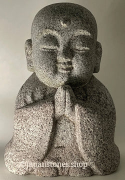 Child Gasshou Jizo Ojizo-Sama Granite Stone Sculpture Handmade Japanese Garden
