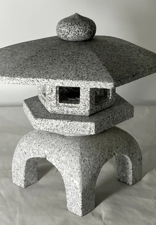 Zen Gray Stone Lantern Yukimi Tourou Small Granite Japanese Garden Ornament Statue