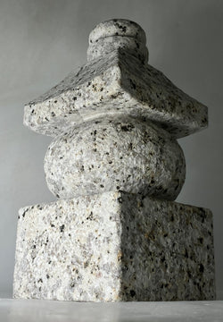 Rust Gray Stone Gorinto Small Granite Japanese Garden Ornament Statue