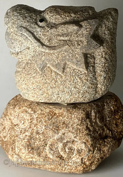 Brown Dragon Statue Granite Aji Rust Stone Sculpture Handmade Japanese Garden