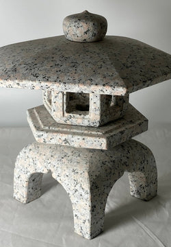 Zen Pink Gray Yukimi Stone Lantern Tourou Miniature Granite Japanese Garden Statue