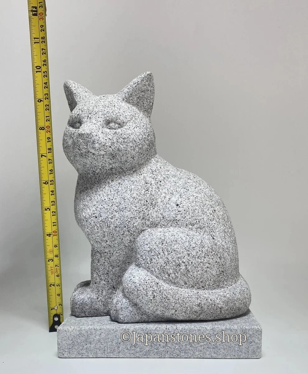 Hand-Carved Japanese Granite Sitting Cat Statue | Hanazawa Kome Stone — product photo 3 of 23