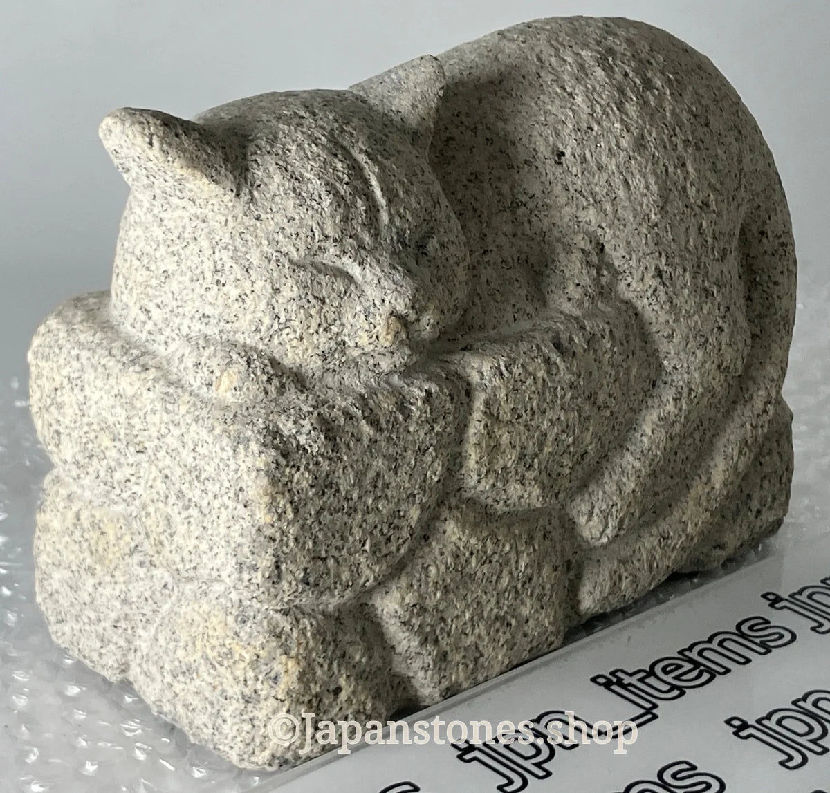 Sleeping Cat Kitten Statue Granite Stone Sculpture Handmade Japanese Garden — product photo 16 of 31
