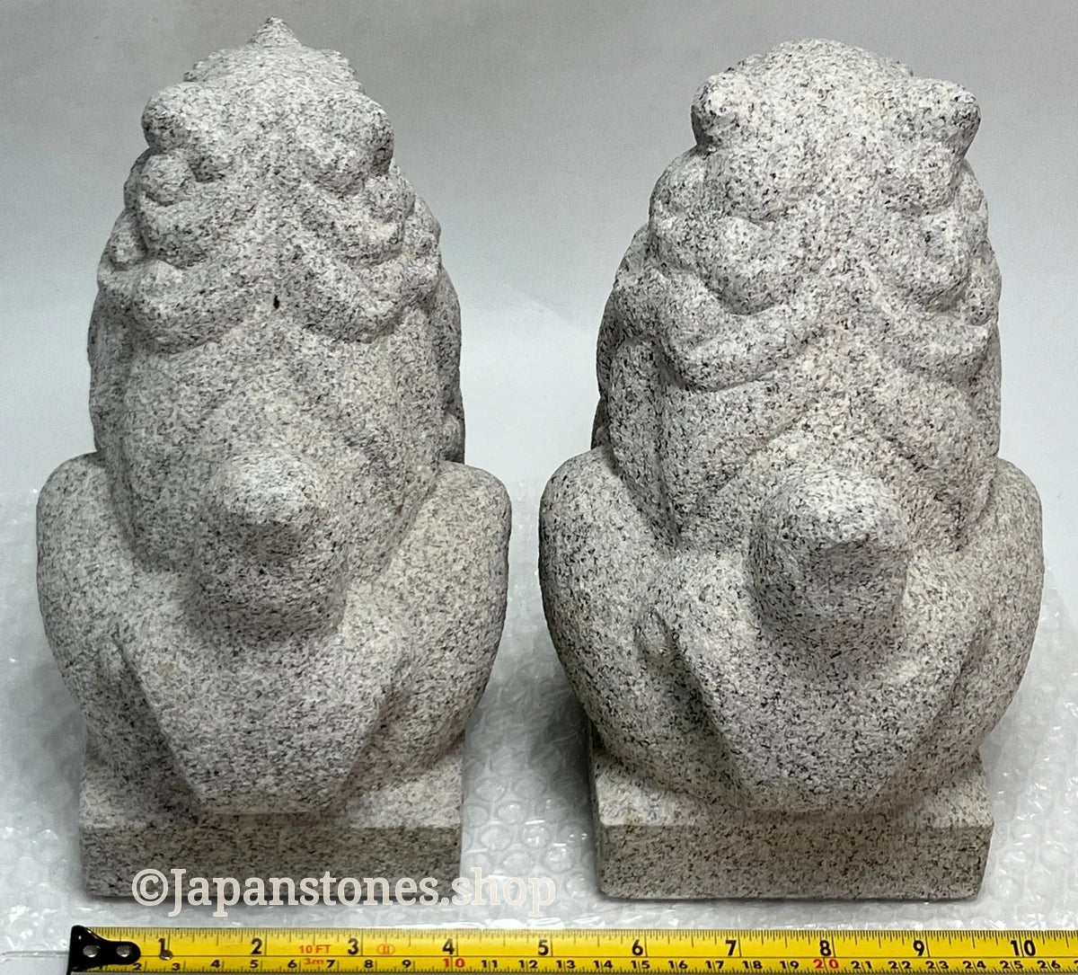 Komainu Set Statue Granite Gray Stone Sculpture Shrine Handmade Japanese Garden — product photo 5 of 36