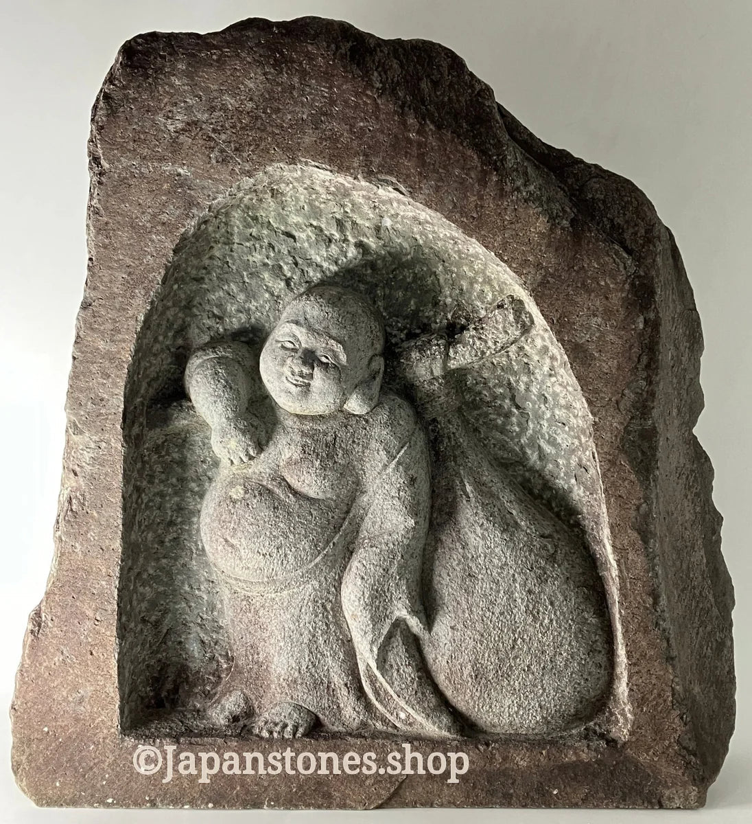 Budai Seven Lucky Gods Jizo Granite Stone Sculpture Handmade Japanese Garden — product photo 2 of 29