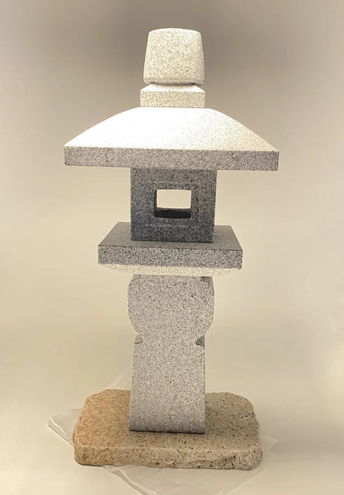 Zen Granite Gray Oribe Stone Lantern Tourou Japan Garden Statue 23.5 inch