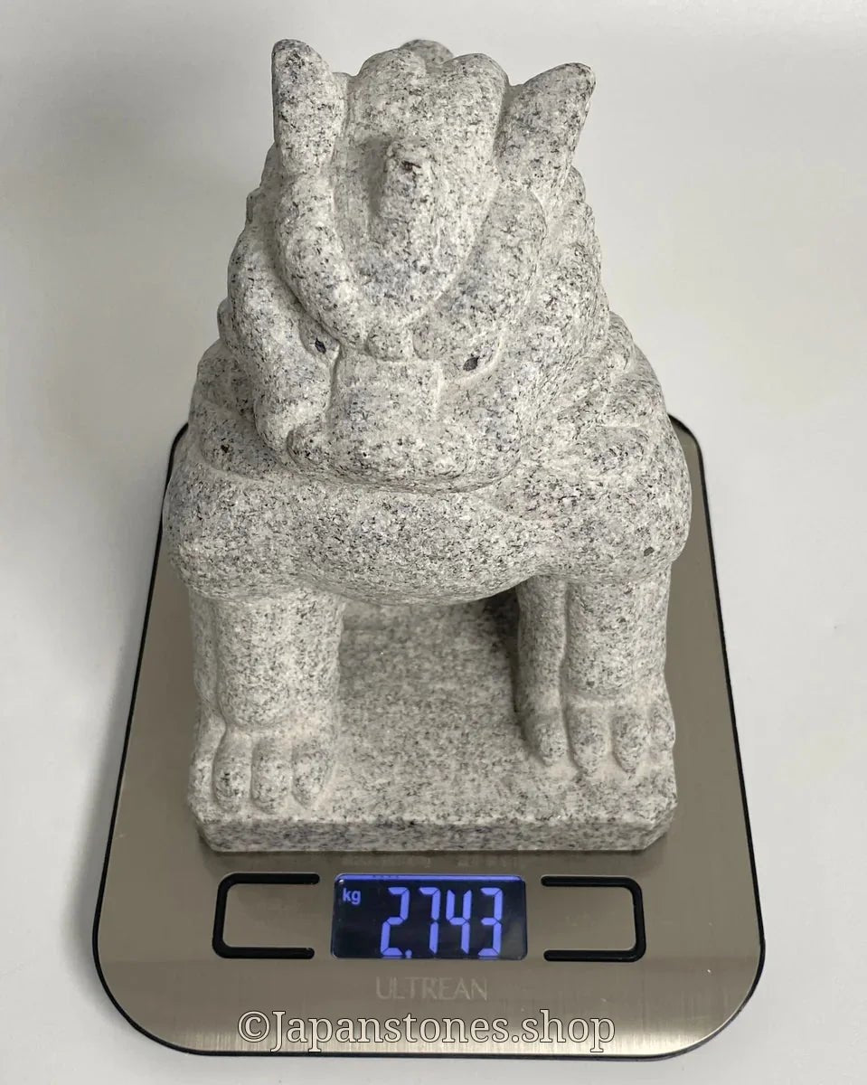 Komainu Left Guardian Lion Japanese Granite / Hanazawa Kome Stone — product photo 11 of 20