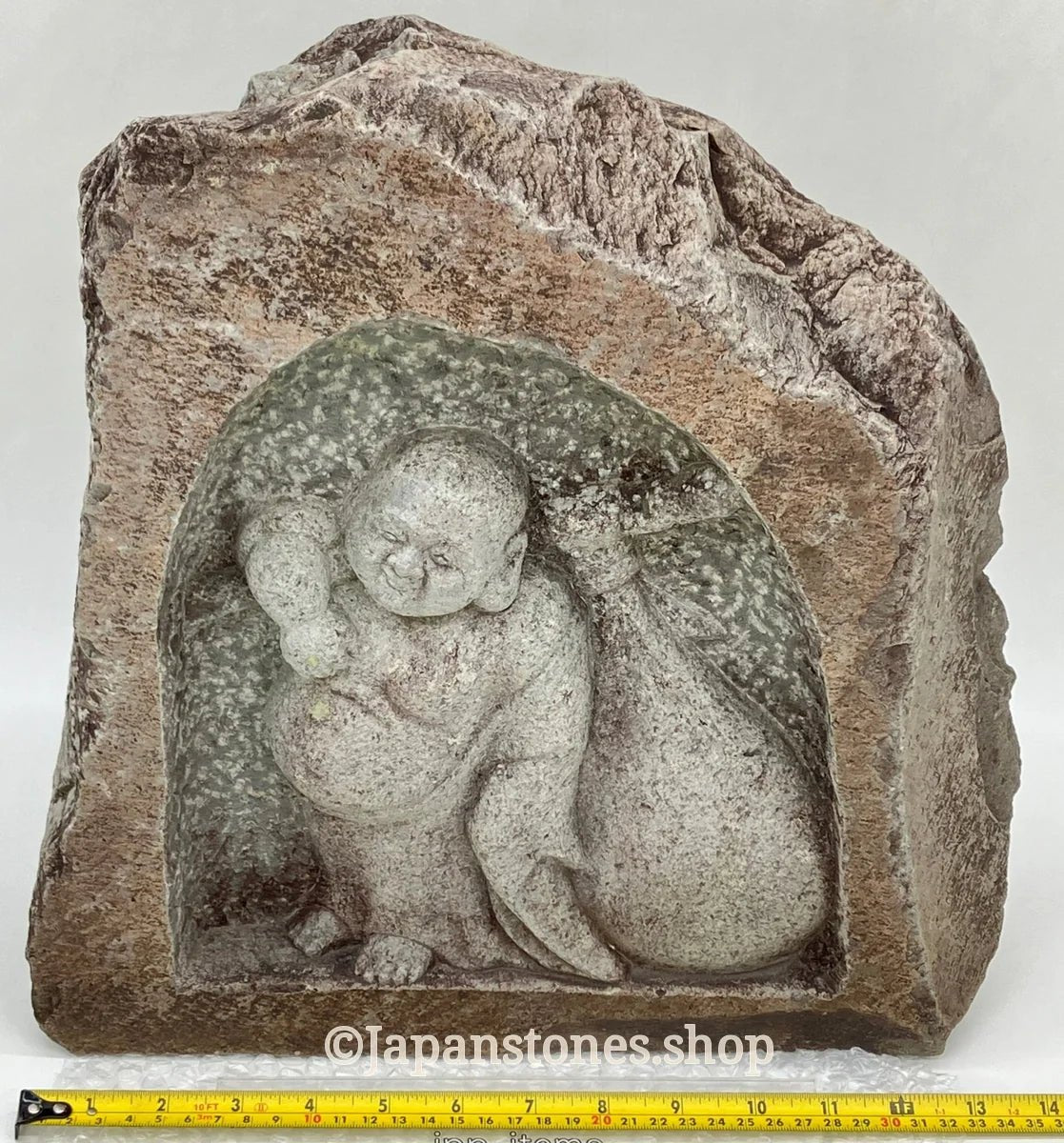 Budai Seven Lucky Gods Jizo Granite Stone Sculpture Handmade Japanese Garden — product photo 6 of 29