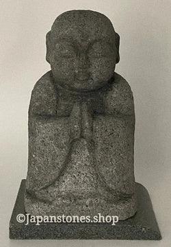 7.87 in Japanese Gassho Jizo Statue | Hanazawa Kome Granite Stone