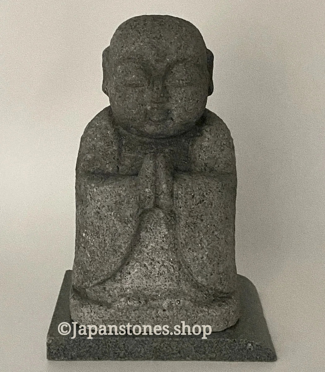 7.87 in Japanese Gassho Jizo Statue | Hanazawa Kome Granite Stone — product photo 1 of 24