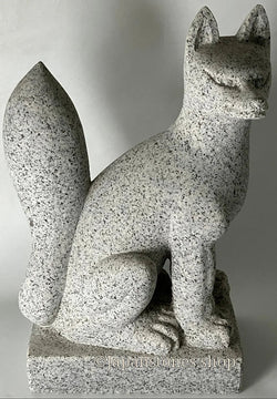Inari Statue (Left) — Gray Granite Stone Fox | Shipping from Japan | Japan