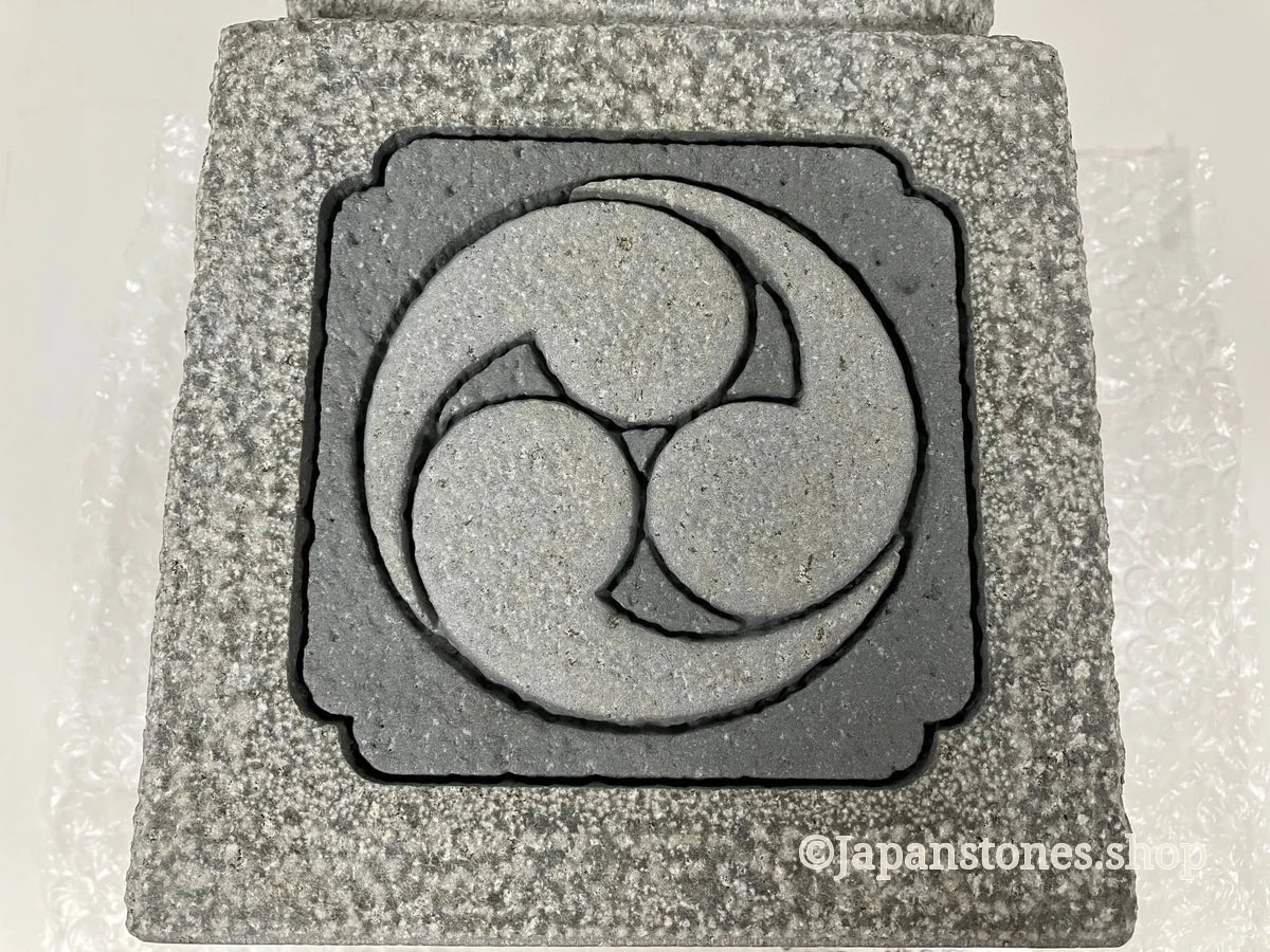 Gorinto Medium Andesite Gray Stone Three waves emblem Japanese Garden Statue — product photo 14 of 19