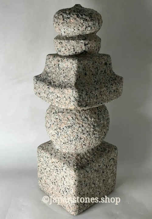 Mannari Gray Pink Granite Stone Gorinto 16 inch Japan Stone Craft
