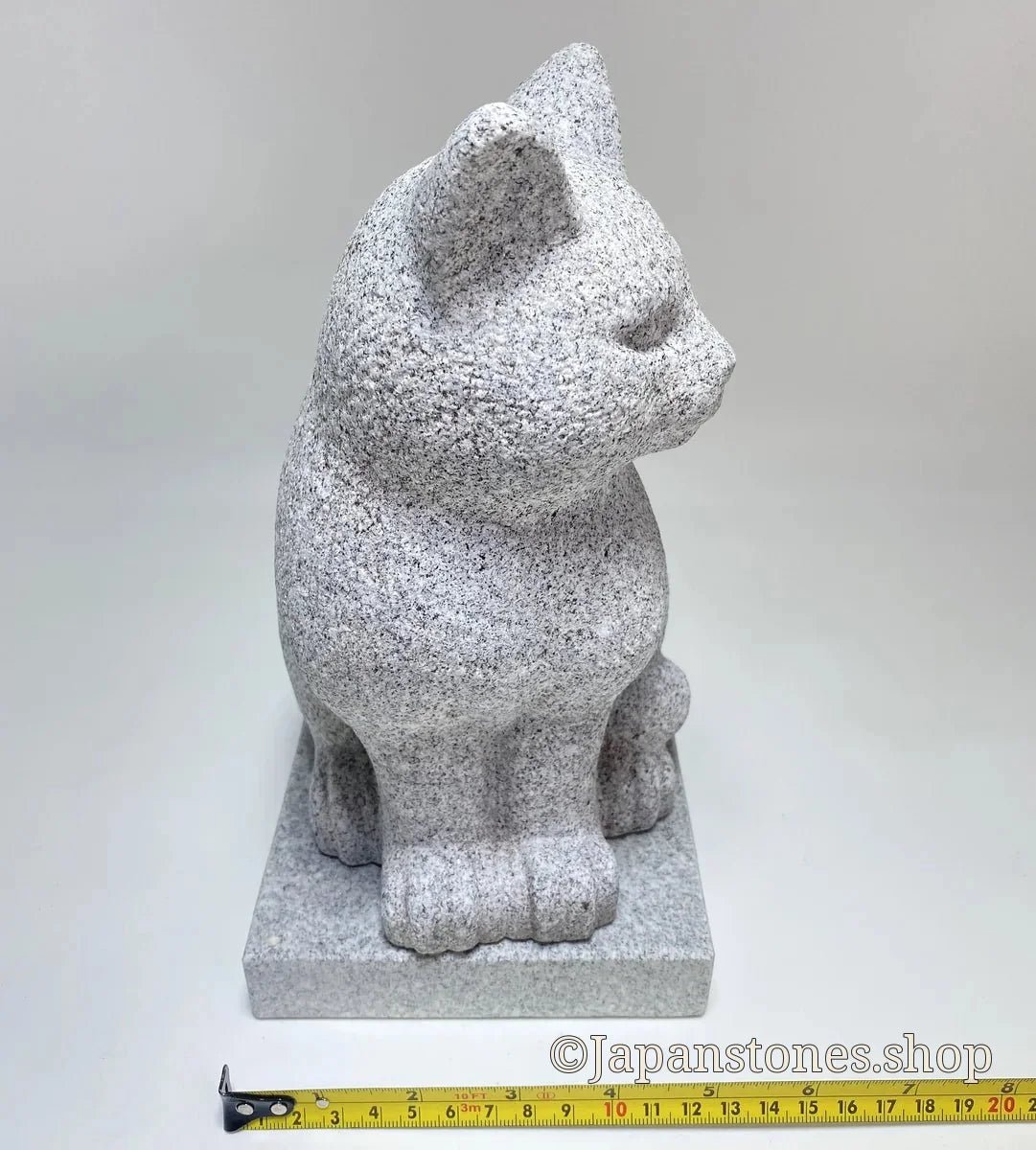 Hand-Carved Japanese Granite Sitting Cat Statue | Hanazawa Kome Stone — product photo 5 of 23