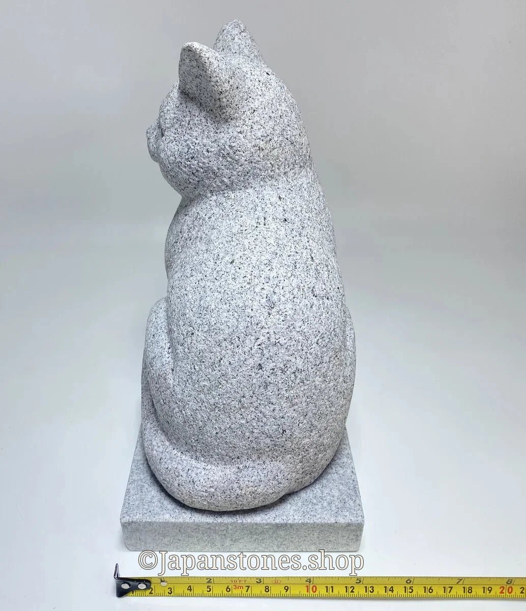 Hand-Carved Japanese Granite Sitting Cat Statue | Hanazawa Kome Stone — product photo 6 of 23