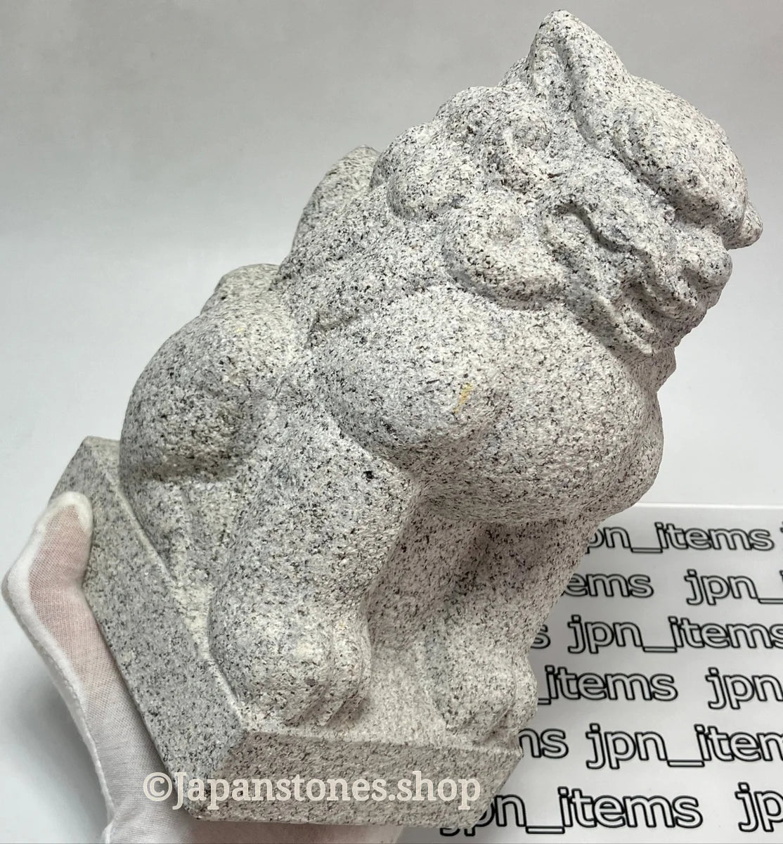 Komainu Set Statue Granite Gray Stone Sculpture Shrine Handmade Japanese Garden — product photo 12 of 36