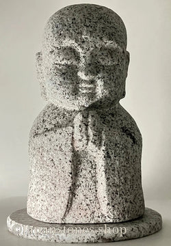 Gasshou Jizo Ojizo-Sama Granite Stone Sculpture Handmade Japanese Garden