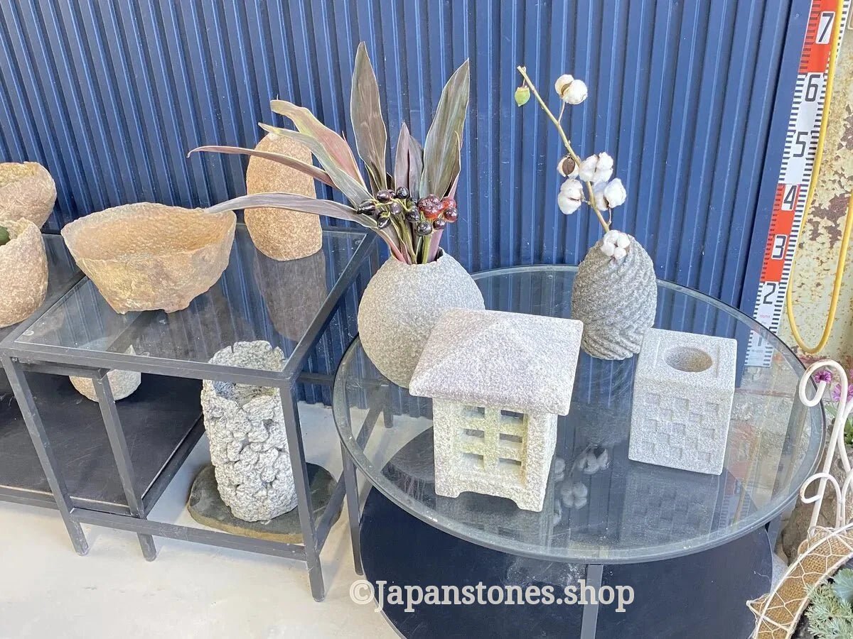 Mannari Granite Stone Gorinto Pink Gray 13 inch Japan Stone Craft — product photo 25 of 25
