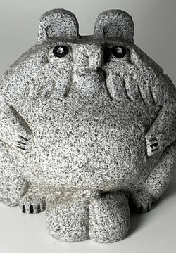 Male Tanuki Statue Hand-Carved Granite Stone Japanese Raccoon Dog