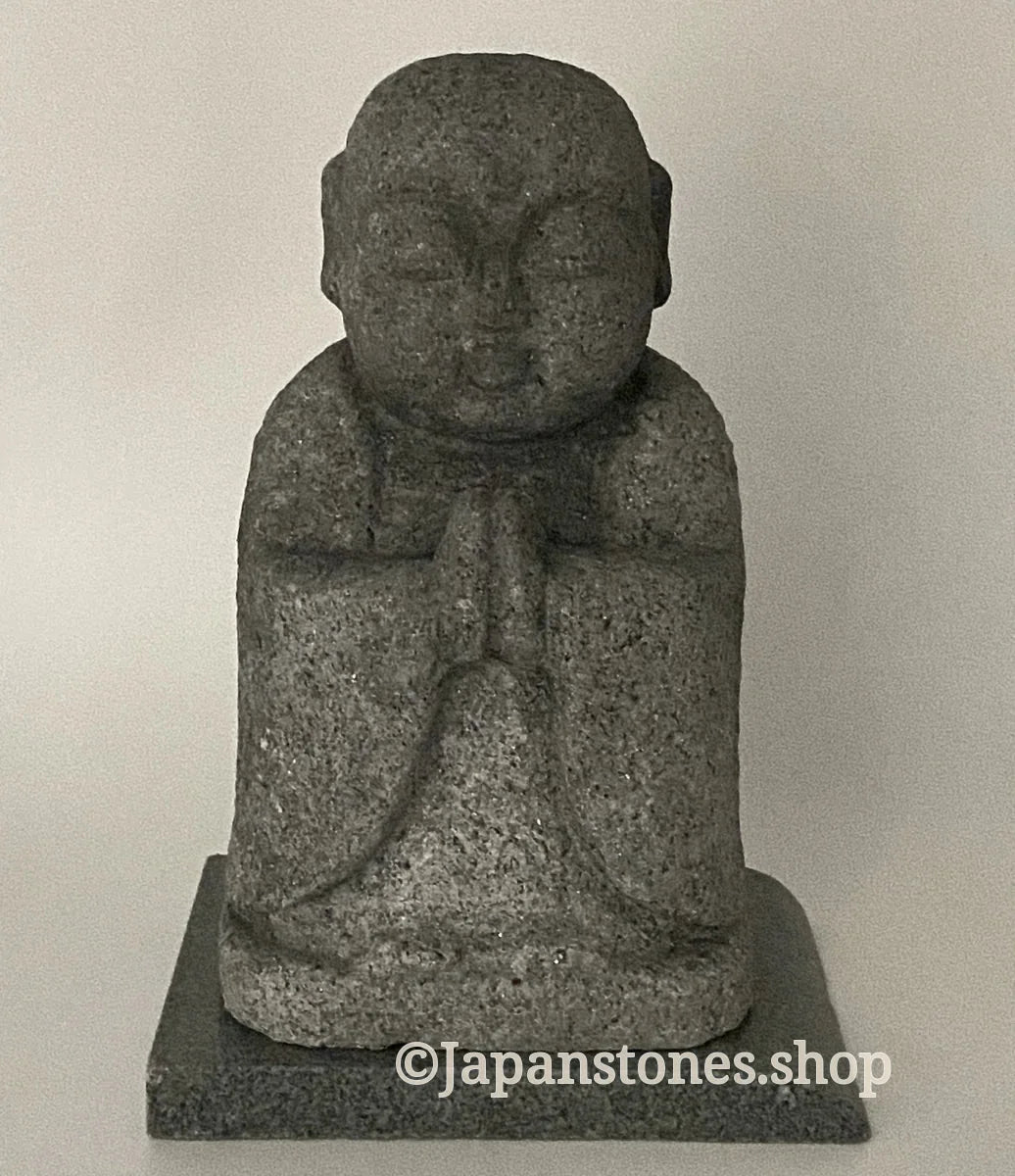 7.28 in Japanese Gassho Jizo Statue | Hanazawa Kome Granite Stone — product photo 2 of 24