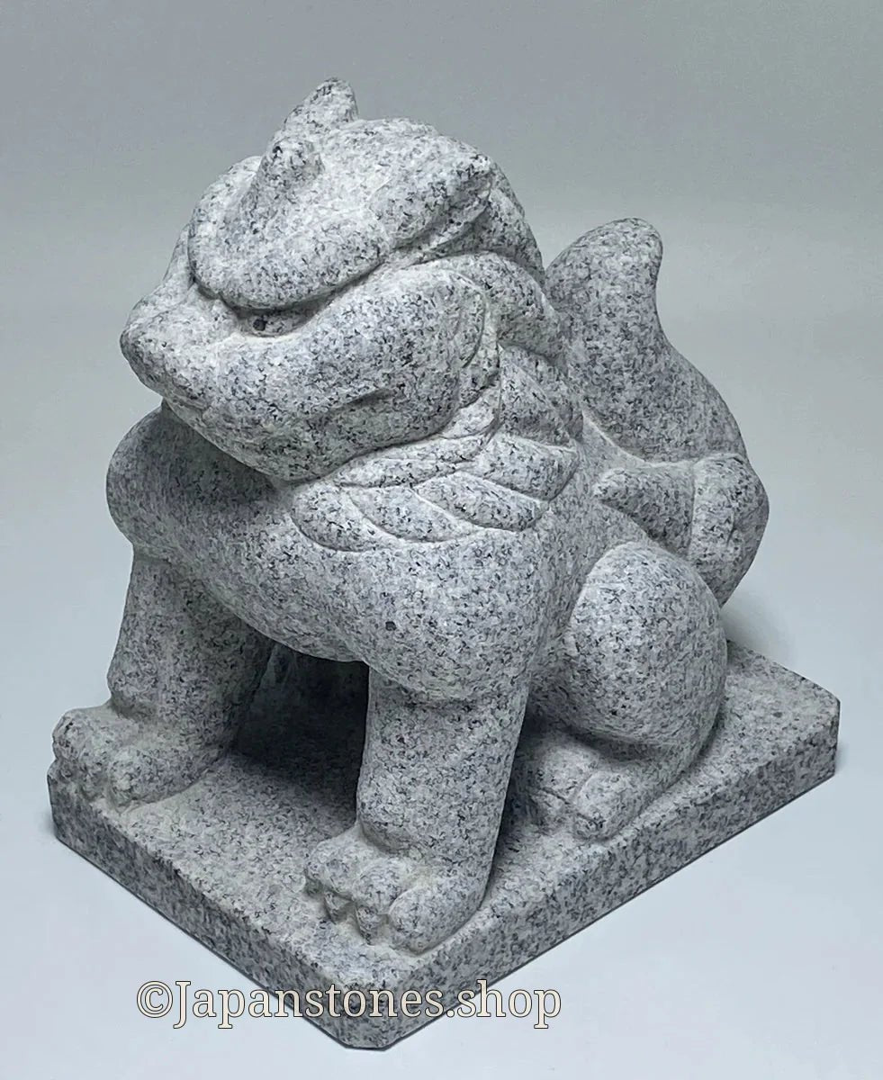 Komainu Left Guardian Lion Japanese Granite / Hanazawa Kome Stone — product photo 15 of 20