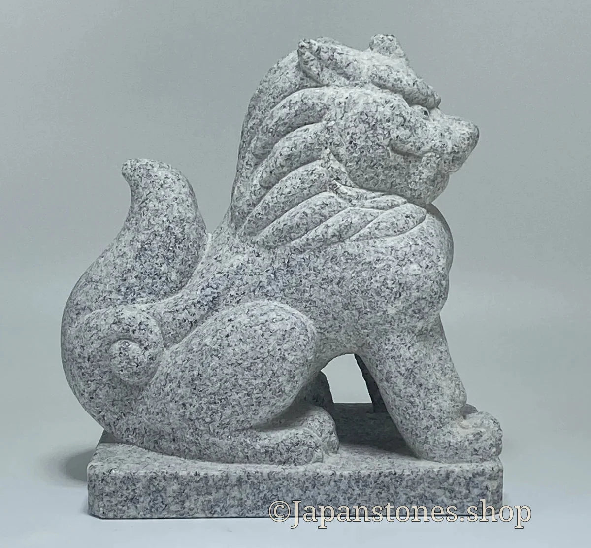 Komainu Left Guardian Lion Japanese Granite / Hanazawa Kome Stone — product photo 12 of 20