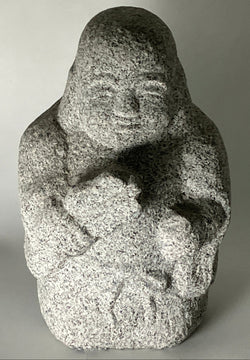 Seven Lucky Gods Jizo Budai Hotei Gray Granite Stone Sculpture Japanese Garden